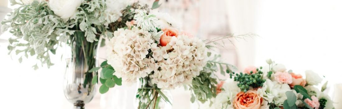 Beautiful wedding decoration set up with flowers